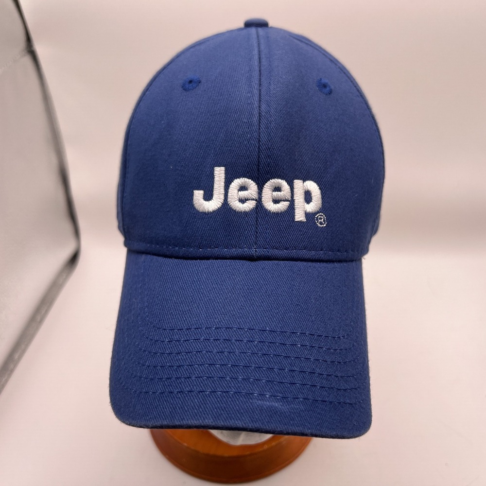 Jeep Baseball Cap Hat Royal Blue Embroidered Logo Adjustable Cotton Twill